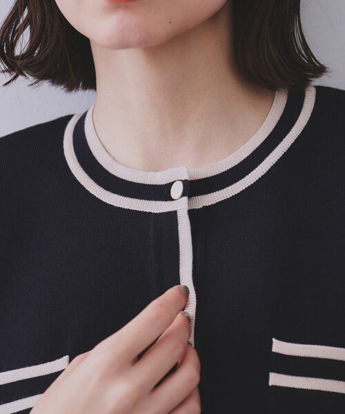 OPAQUE.CLIP / オペーク ドット クリップ カーディガン・ボレロ | 《美人百花掲載》配色ラインカーディガン/アンサンブル対応【洗濯機洗い可】 | 詳細16