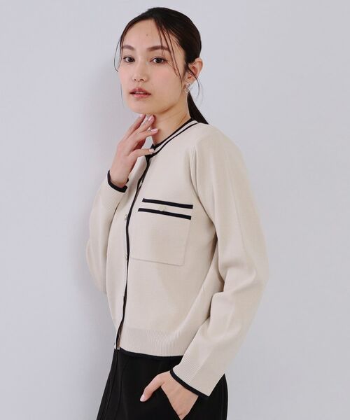 OPAQUE.CLIP / オペーク ドット クリップ カーディガン・ボレロ | 《美人百花掲載》配色ラインカーディガン/アンサンブル対応【洗濯機洗い可】 | 詳細5