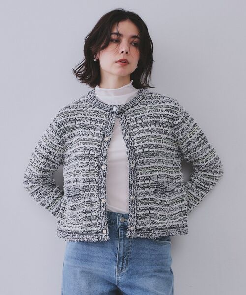 OPAQUE.CLIP / オペーク ドット クリップ カーディガン・ボレロ | ファンシーMIXニットカーディガン【洗濯機洗い可】 | 詳細5