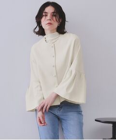 OPAQUE.CLIP / オペーク ドット クリップ ノーカラージャケット | 《通勤・セレモニー対応/セットアップ対応》パール調ボタンフレアスリーブジャケット【洗濯機洗い可】