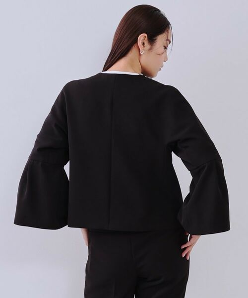 OPAQUE.CLIP / オペーク ドット クリップ ノーカラージャケット | 《通勤・セレモニー対応/セットアップ対応》パール調ボタンフレアスリーブジャケット【洗濯機洗い可】 | 詳細12