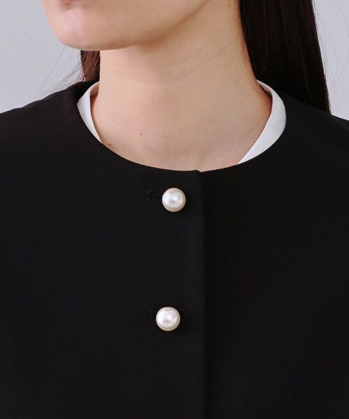OPAQUE.CLIP / オペーク ドット クリップ ノーカラージャケット | 《通勤・セレモニー対応/セットアップ対応》パール調ボタンフレアスリーブジャケット【洗濯機洗い可】 | 詳細13