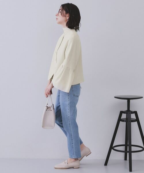 OPAQUE.CLIP / オペーク ドット クリップ ノーカラージャケット | 《通勤・セレモニー対応/セットアップ対応》パール調ボタンフレアスリーブジャケット【洗濯機洗い可】 | 詳細3