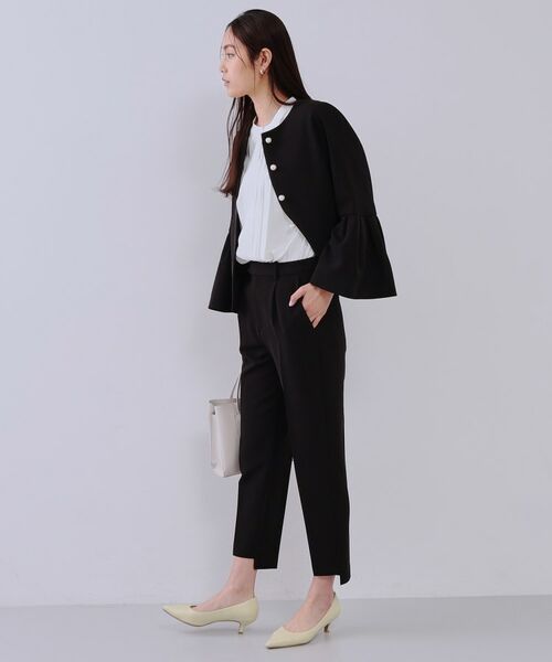 OPAQUE.CLIP / オペーク ドット クリップ ノーカラージャケット | 《通勤・セレモニー対応/セットアップ対応》パール調ボタンフレアスリーブジャケット【洗濯機洗い可】 | 詳細8