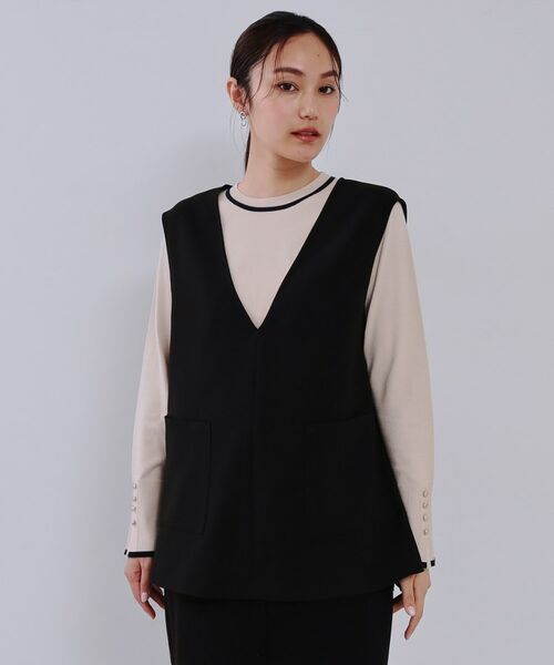 OPAQUE. CLIP/オペーク ドット クリップ Vネックプルオーバーベスト【洗濯機洗い可】 ブラック(019) 38(M) OPAQUE. CLIP/オペーク ドット クリップ Vネックプルオーバーベスト【洗濯機洗い可】 ブラック(019) 38(M)