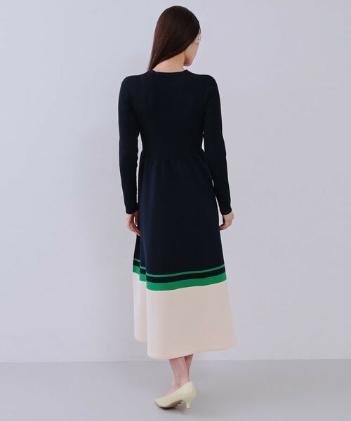 OPAQUE.CLIP / オペーク ドット クリップ ロング・マキシ丈ワンピース | 配色ラインフィット＆フレアニットワンピース【洗濯機洗い可/抗ピル】 | 詳細10