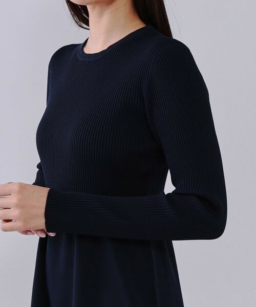 OPAQUE.CLIP / オペーク ドット クリップ ロング・マキシ丈ワンピース | 配色ラインフィット＆フレアニットワンピース【洗濯機洗い可/抗ピル】 | 詳細12