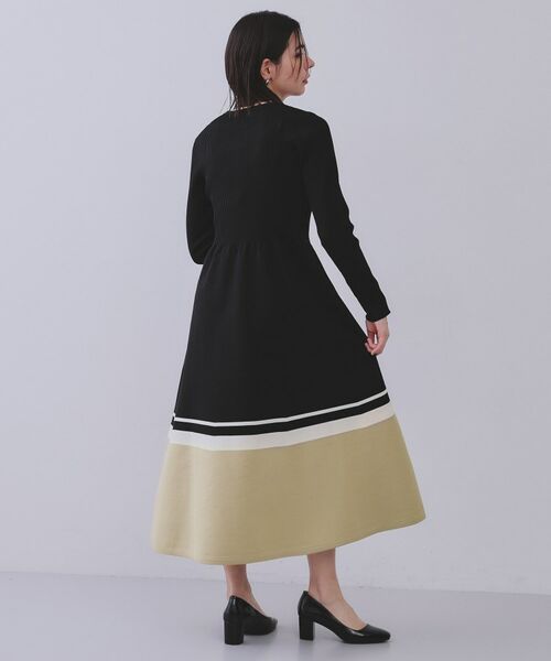 OPAQUE.CLIP / オペーク ドット クリップ ロング・マキシ丈ワンピース | 配色ラインフィット＆フレアニットワンピース【洗濯機洗い可/抗ピル】 | 詳細2