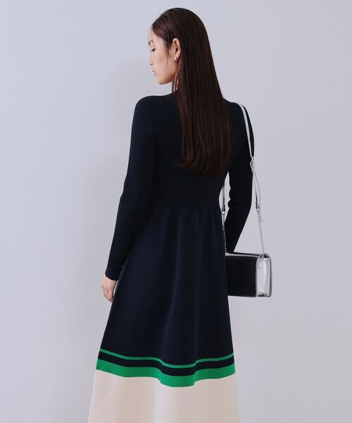 OPAQUE.CLIP / オペーク ドット クリップ ロング・マキシ丈ワンピース | 配色ラインフィット＆フレアニットワンピース【洗濯機洗い可/抗ピル】 | 詳細4