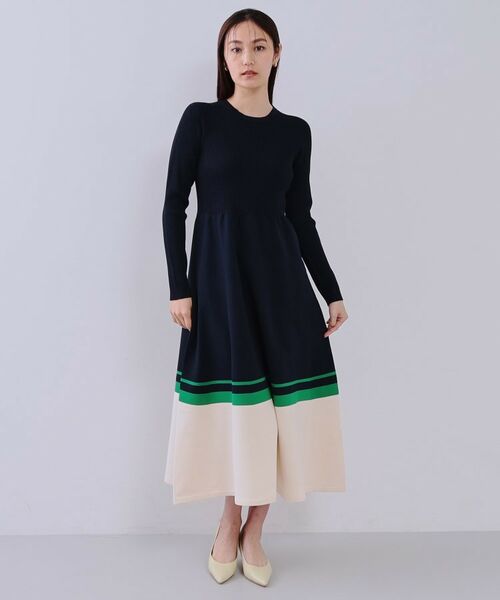 OPAQUE.CLIP / オペーク ドット クリップ ロング・マキシ丈ワンピース | 配色ラインフィット＆フレアニットワンピース【洗濯機洗い可/抗ピル】 | 詳細8