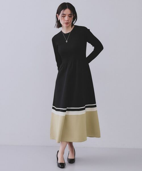 OPAQUE. CLIP/オペーク ドット クリップ 配色ラインフィット&フレアニットワンピース【洗濯機洗い可/抗ピル】 ブラック(519) 36(S) OPAQUE. CLIP/オペーク ドット クリップ 配色ラインフィット&フレアニットワンピース【洗濯機洗い可/抗ピル】 ブラック(519) 36(S)