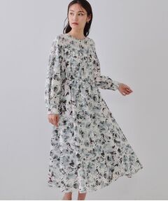 OPAQUE.CLIP / オペーク ドット クリップ ロング・マキシ丈ワンピース | ぼかしフラワープリントワンピース【洗濯機洗い可】