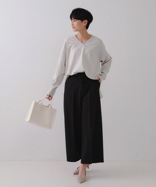 OPAQUE.CLIP / オペーク ドット クリップ パンツ | ウールライクストレッチ ワイドクロップドパンツ【洗濯機洗い可】 | 詳細6