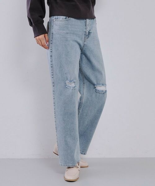 OPAQUE.CLIP / オペーク ドット クリップ パンツ | 《SS-LLsize》ストレッチダメージストレートデニム【洗濯機洗い可】 | 詳細5