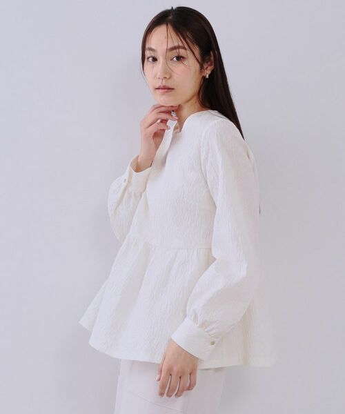 OPAQUE.CLIP / オペーク ドット クリップ シャツ・ブラウス | 《通勤・セレモニー対応》ジャカードペプラムブラウス【洗濯機洗い可】 | 詳細3