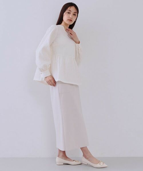 OPAQUE.CLIP / オペーク ドット クリップ シャツ・ブラウス | 《通勤・セレモニー対応》ジャカードペプラムブラウス【洗濯機洗い可】 | 詳細5