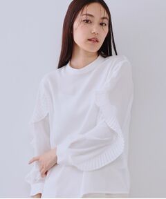 OPAQUE.CLIP / オペーク ドット クリップ シャツ・ブラウス | 《美人百花掲載》プリーツフリルスリーブブラウス【洗濯機洗い可】