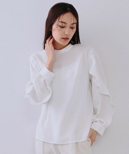 OPAQUE.CLIP / オペーク ドット クリップ シャツ・ブラウス | 《美人百花掲載》プリーツフリルスリーブブラウス【洗濯機洗い可】 | 詳細1