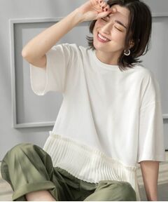 OPAQUE.CLIP / オペーク ドット クリップ カットソー | プリーツデザインドッキングトップス【洗濯機洗い可】