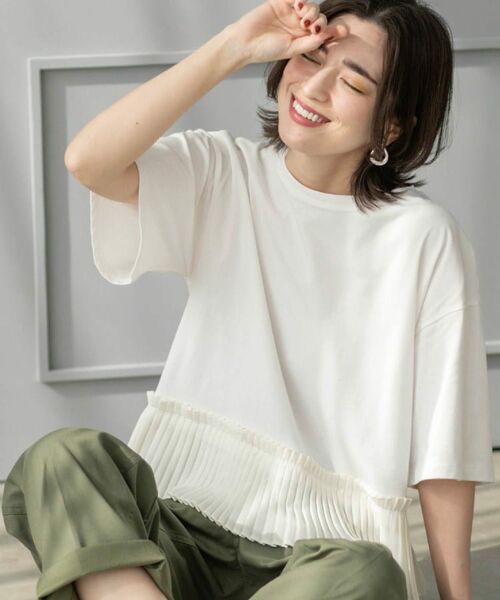 OPAQUE. CLIP/オペーク ドット クリップ プリーツデザインドッキングトップス ホワイト(001) 40(L) OPAQUE. CLIP/オペーク ドット クリップ プリーツデザインドッキングトップス ホワイト(001) 40(L)