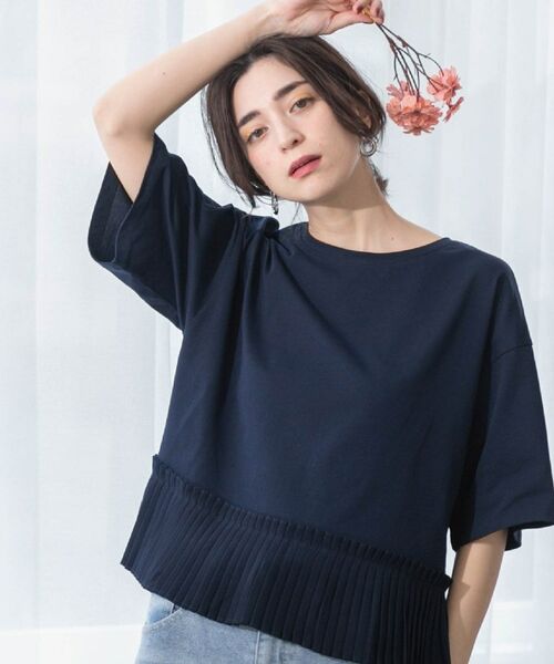 OPAQUE. CLIP/オペーク ドット クリップ プリーツデザインドッキングトップス ネイビー(094) 40(L) OPAQUE. CLIP/オペーク ドット クリップ プリーツデザインドッキングトップス ネイビー(094) 40(L)