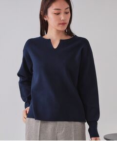 OPAQUE.CLIP / オペーク ドット クリップ ニット・セーター | キーネックニット/オーガニックコツトン混【UV/洗濯機洗い可】