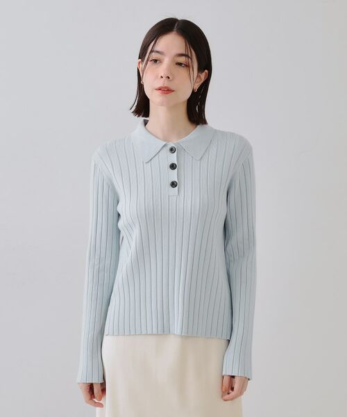 OPAQUE.CLIP / オペーク ドット クリップ ニット・セーター | ワイドリブポロニット【洗濯機洗い可】 | 詳細13