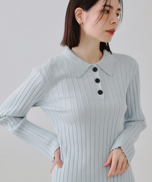 OPAQUE.CLIP / オペーク ドット クリップ ニット・セーター | ワイドリブポロニット【洗濯機洗い可】 | 詳細9