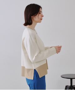 OPAQUE.CLIP / オペーク ドット クリップ ニット・セーター | バイカラーボクシーニット【洗濯機洗い可】