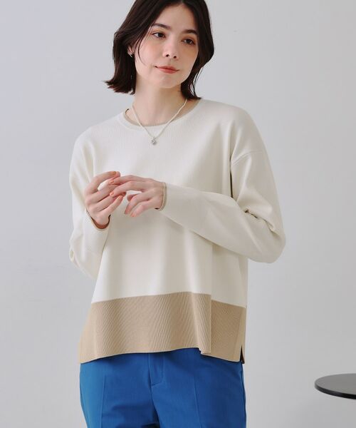 OPAQUE.CLIP / オペーク ドット クリップ ニット・セーター | バイカラーボクシーニット【洗濯機洗い可】 | 詳細1