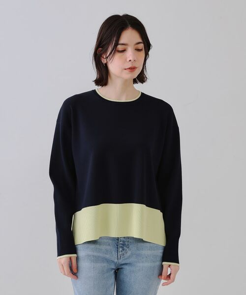 OPAQUE.CLIP / オペーク ドット クリップ ニット・セーター | バイカラーボクシーニット【洗濯機洗い可】 | 詳細13