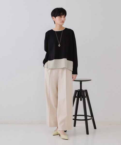 OPAQUE.CLIP / オペーク ドット クリップ ニット・セーター | バイカラーボクシーニット【洗濯機洗い可】 | 詳細7