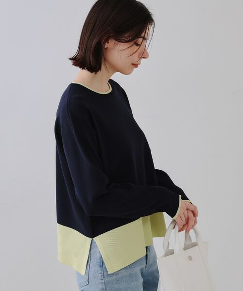 OPAQUE.CLIP / オペーク ドット クリップ ニット・セーター | バイカラーボクシーニット【洗濯機洗い可】 | 詳細9