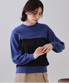 OPAQUE.CLIP / オペーク ドット クリップ ニット・セーター | ギャザーフハクドッキングニット【洗濯機洗い可】