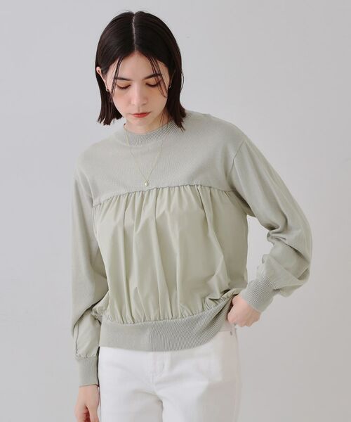 OPAQUE.CLIP / オペーク ドット クリップ ニット・セーター | ギャザーフハクドッキングニット【洗濯機洗い可】 | 詳細1