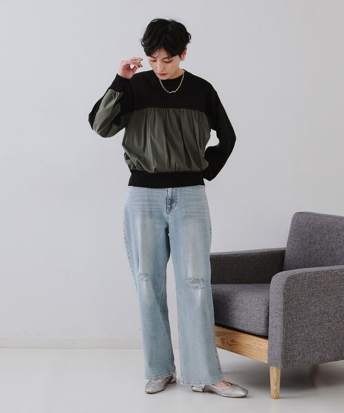 OPAQUE.CLIP / オペーク ドット クリップ ニット・セーター | ギャザーフハクドッキングニット【洗濯機洗い可】 | 詳細6