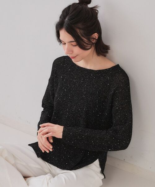 OPAQUE.CLIP / オペーク ドット クリップ ニット・セーター | スパンコールボートネックニット【洗濯機洗い可】 | 詳細5