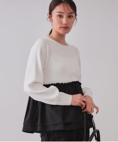 OPAQUE.CLIP / オペーク ドット クリップ カットソー | 配色ペプラムドッキングニット【洗濯機洗い可】