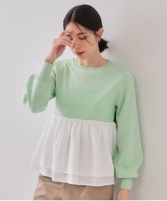 OPAQUE.CLIP / オペーク ドット クリップ カットソー | 配色ペプラムドッキングニット【洗濯機洗い可】