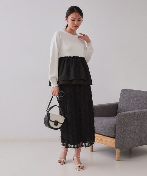 OPAQUE.CLIP / オペーク ドット クリップ カットソー | 配色ペプラムドッキングニット【洗濯機洗い可】 | 詳細1