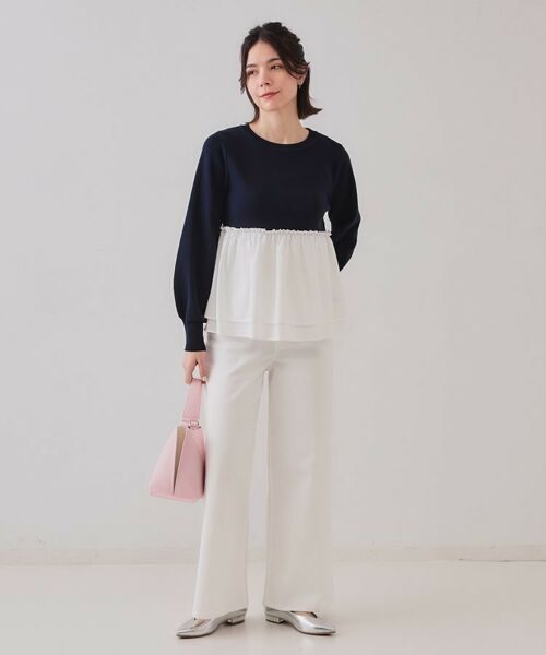 OPAQUE.CLIP / オペーク ドット クリップ カットソー | 配色ペプラムドッキングニット【洗濯機洗い可】 | 詳細10