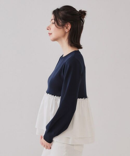 OPAQUE.CLIP / オペーク ドット クリップ カットソー | 配色ペプラムドッキングニット【洗濯機洗い可】 | 詳細14