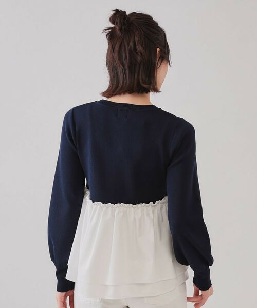 OPAQUE.CLIP / オペーク ドット クリップ カットソー | 配色ペプラムドッキングニット【洗濯機洗い可】 | 詳細15