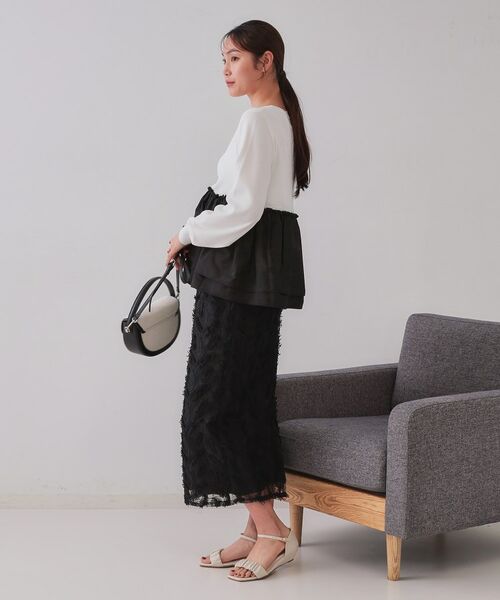 OPAQUE.CLIP / オペーク ドット クリップ カットソー | 配色ペプラムドッキングニット【洗濯機洗い可】 | 詳細2