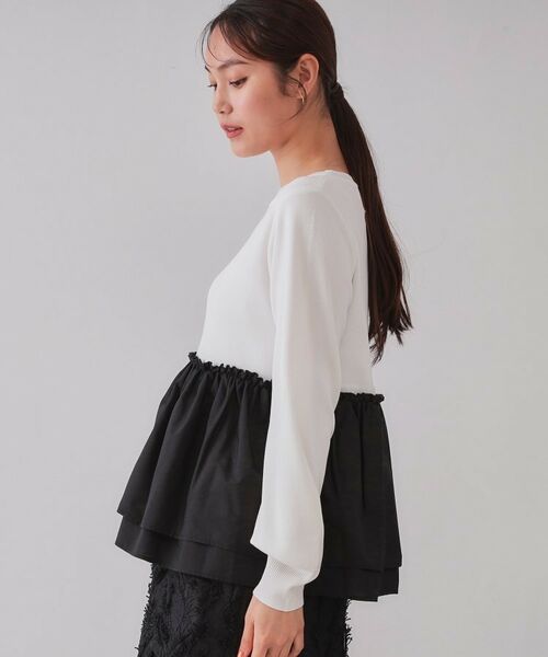 OPAQUE.CLIP / オペーク ドット クリップ カットソー | 配色ペプラムドッキングニット【洗濯機洗い可】 | 詳細3