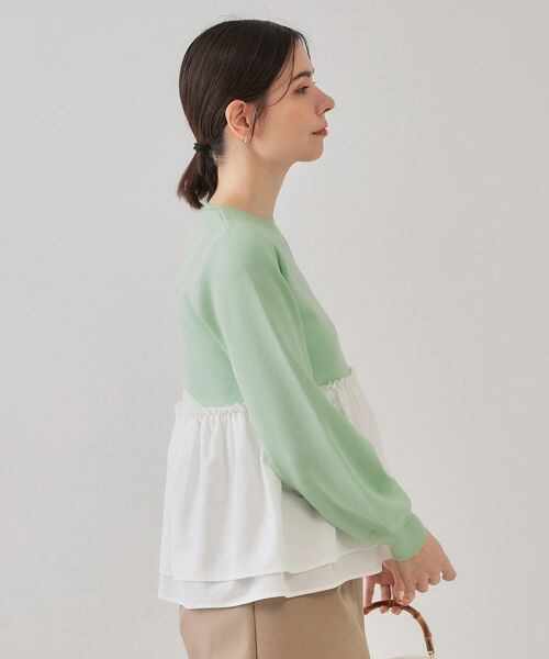 OPAQUE.CLIP / オペーク ドット クリップ カットソー | 配色ペプラムドッキングニット【洗濯機洗い可】 | 詳細5