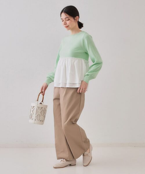 OPAQUE.CLIP / オペーク ドット クリップ カットソー | 配色ペプラムドッキングニット【洗濯機洗い可】 | 詳細6