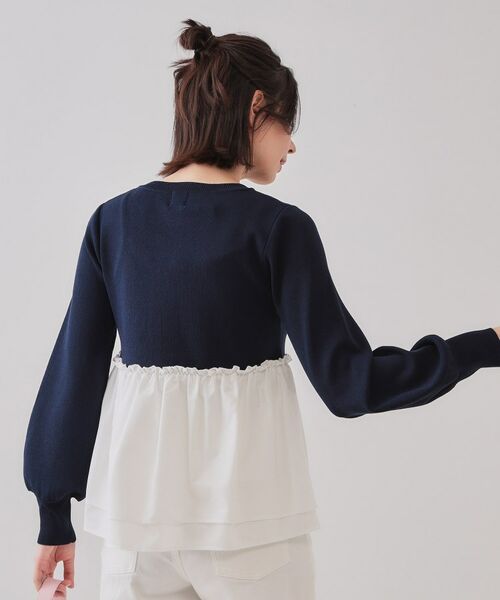 OPAQUE.CLIP / オペーク ドット クリップ カットソー | 配色ペプラムドッキングニット【洗濯機洗い可】 | 詳細9