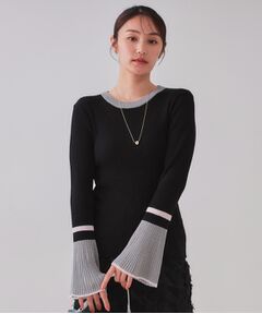 OPAQUE.CLIP / オペーク ドット クリップ ニット・セーター | 配色フレアスリーブワイドリブニット【洗濯機洗い可】