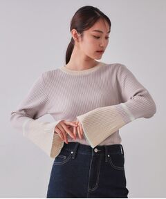 OPAQUE.CLIP / オペーク ドット クリップ ニット・セーター | 配色フレアスリーブワイドリブニット【洗濯機洗い可】